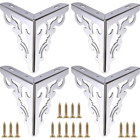 Lot de 4 pieds de meuble en acier - 15 cm - Pour chaises, tables, placards et canapés - Montage facile - Triangle (argent) (1/5)