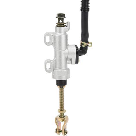 Hydraulischer Hauptbremszylinder für Hinterradbremse (Motocross, Quad, Dirt Bike) – Hauptzylinder, silberner Bremsflüssigkeitsbehälter
