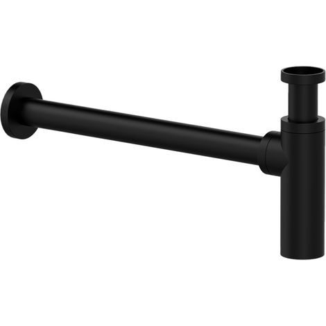 Sifone minimal per lavabo in ottone nero opaco (1/3)