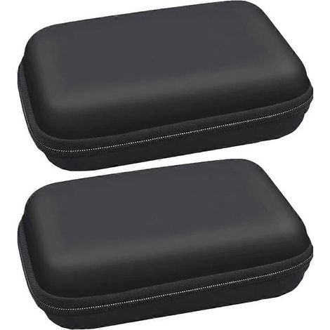 Lot de 2 boîtes de rangement pour câbles en EVA, étuis de rangement pour écouteurs, organiseurs pour téléphone portable et pochettes zippées-14X10X4cm-Black (1/4)