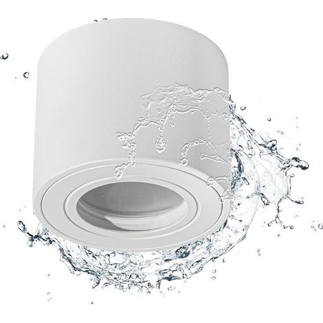 Spot en Saillie IP44, Plafonnier Salle de bain, Spot LED en Saillie Plafond 230V Imperméable, Ø80x65mm aluminium Rond Blanc downlight pour Modules LED, Lot de 1 (1/5)