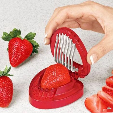 Mini coupe-fraises, lame en acier inoxydable, outil de découpe de fruits, ustensiles de cuisine pour la maison (1/5)