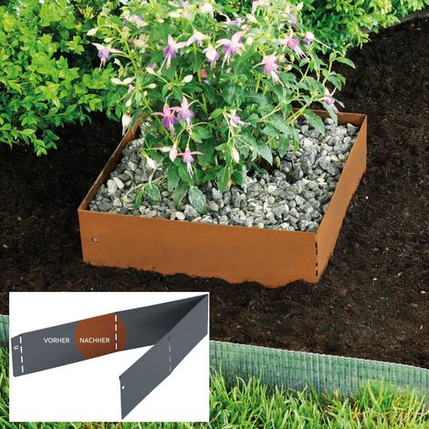 Bellissa Rasenkante Square Corten 30x30cm H13cm Beetumrandung Beeteinfassung (1/5)