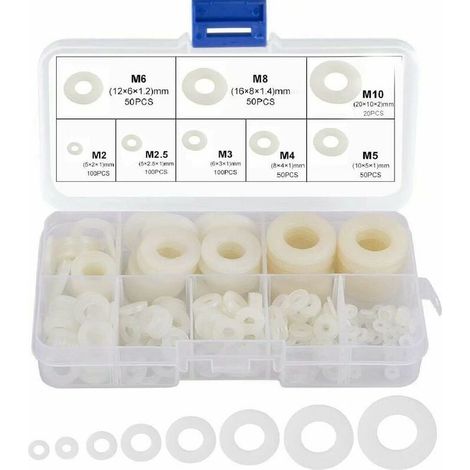 Rondelle Nylon Entretoise Plastique M2 M2.5 M3 M4 M5 M6 M8 M10 Ronde De Rondelle Plate 520 Pièces (1/3)