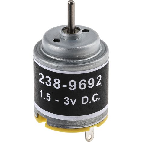 Moteur à courant continu RS PRO, 1,53 V c.c., 2,51 W, 6250 - 1 200 tr/min., dia. de l'arbre 2mm ( Prix pour 1 ) (1/2)