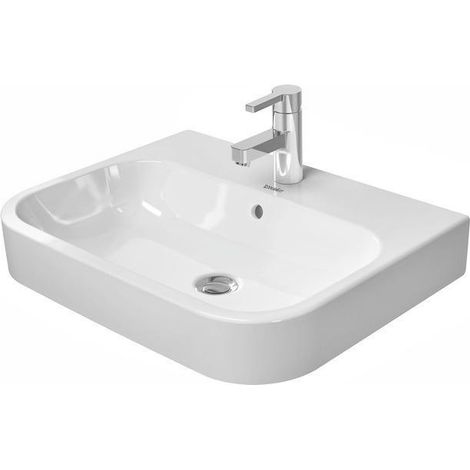 Vasque à poser DU Happy D.2 600 mm avec bonde, avec tuyau d'évacuation, sans tuyau d'évacuation, fermée, blanche