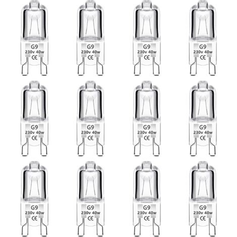 NALOOKAMIC Lot de 12 Ampoule Halogène G9 40W 230V Dimmable 0-100%, 480LM, Blanc Chaud 2700K, G9 Bi-Pin Base Halogène Lampe, Sans Scintillement, pour Four, Lustres, Lampes de Paysage, Éclairage d'armoi (1/5)