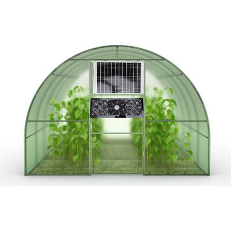 Solarbetriebenes Belüftungsset mit 3 Ventilatoren, 25-W-Solarpanel, Solar-Entwässerungsset, Hochgeschwindigkeitsventilator für Gewächshaus, Hühnerstall, Unterstand, Tierhaus, Kunststoff & Aluminium, I