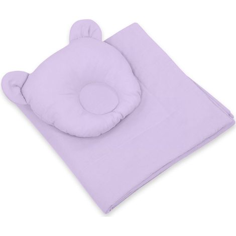 Ropa de cama para bebé con relleno, edredón y almohada de osito de peluche - Juego de 2 piezas - morado (1/4)