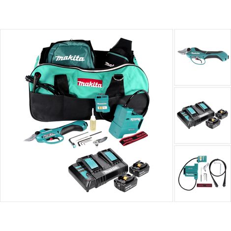 Tijeras para podar Makita DUP 361 CT a batería, 36 V (2x 18 V) + 2 baterías de 5,0 Ah + cargador doble + bolsa (1/5)