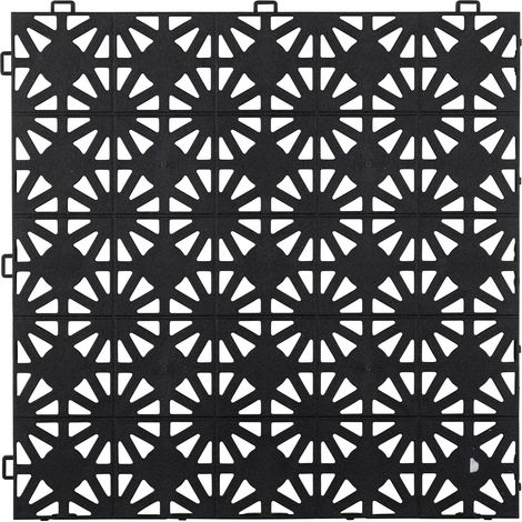 Dalle de Sol Clipsable Noire 12 mm - Motif Circulaire 30x30 cm - Usage Intensif Balcon et Terrasse - Lot de 11 Dalles (1 m²) (1/4)