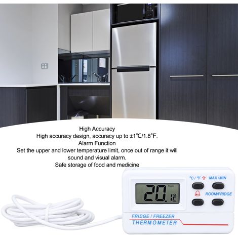 Ortviai Thermomètre numérique pour réfrigérateur et congélateur -50 °C à 70 °C avec alarme et affichage LCD (1/4)