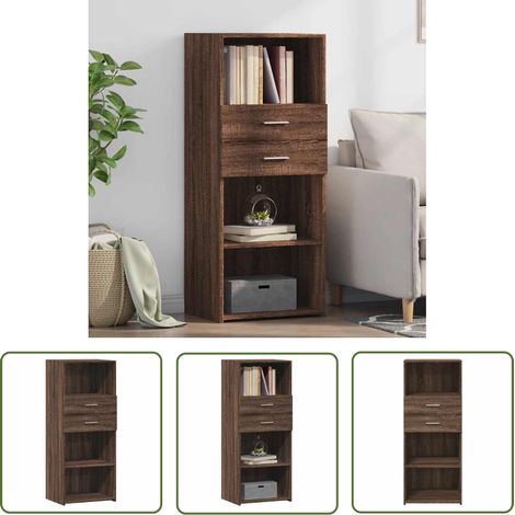The Living Store Highboard Braun Eichen-Optik 50x42,5x124 cm Holzwerkstoff - Sideboard - Hochschrank - Wohnzimmermöbel - Eiche Optik - Massivholzmöbel (1/5)