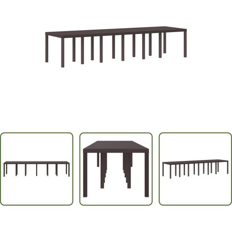 vidaXL Table de jardin en polyrotin - Table de Jardin Marron 350 x 100 x 74 cm polyrotin (1/5)