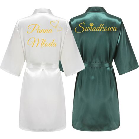 Conjunto de 2 batas de baño para novia, dama de honor, regalo de boda, despedida de soltera [WP-SZ-Z2] (1/5)