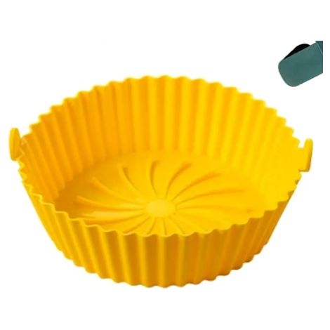 Accessoires pour friteuse à air chaud : panier, moule en silicone, doublure en papier pour huile, moule à gâteau de rechange (jaune) - 14111 (1/2)