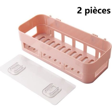 Étagère murale - Salle de bain - Rose - Sans perforation - Facile à installer (1/4)