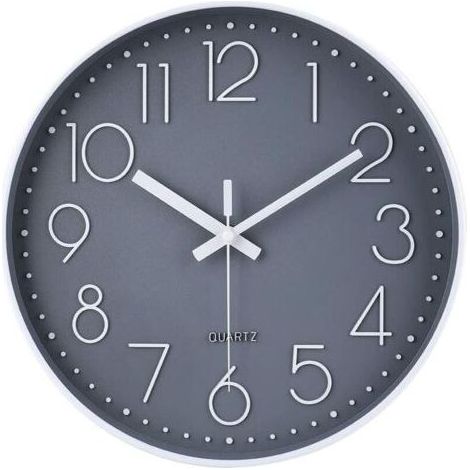 Horloge Horloge murale ronde silencieuse à piles 30 cm Gris - Gris (1/5)