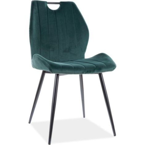 Chaise design métal noir et velours vert Skal (1/5)