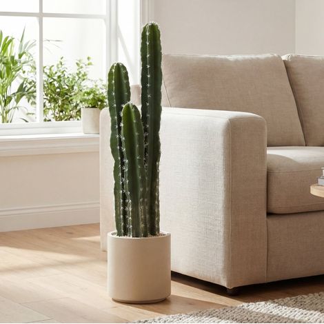 Planta artificial cactus 95 cm con maceta decorativa, tallos ajustables, verde DESVIAE (1/5)
