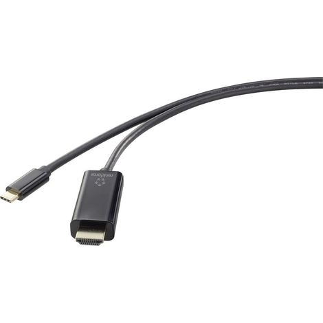 Trywise USB-C® / HDMI Câble adaptateur USB-C® mâle, Fiche mâle HDMI-A 1.80 m noir UHD 4K @ 60 Hz RF-4531592 Câble d'afficheur USB-C® A834082 (1/3)