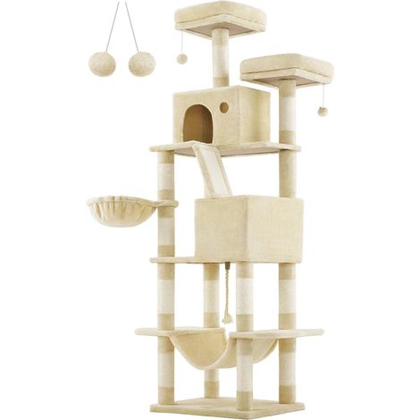 Grande albero per gatti con torre da gioco 60 x 50 x 206 cm beige 120005988