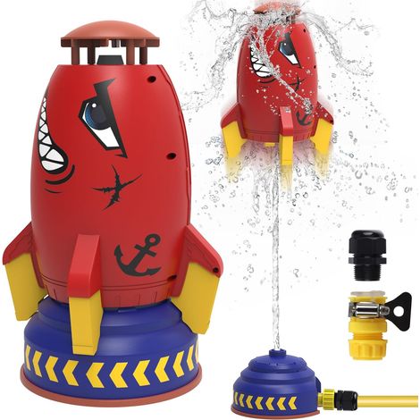 Lance-fusée à eau pour enfants - Jouet d'extérieur, fusée à jet d'eau, jouet d'été pour le jardin et la pelouse, jet d'eau rotatif à 360° pour garçons et filles de 3 à 12 ans, cadeau idéal pour les fê