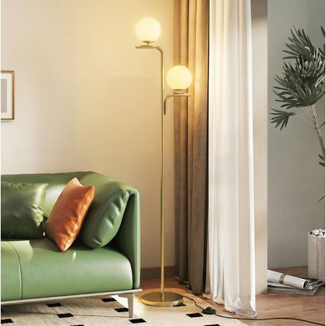 LED-Stehlampe mit 3 Farbtemperaturen, Glaskugelschirmen und Fußschalter, gold HAVRYA (1/5)