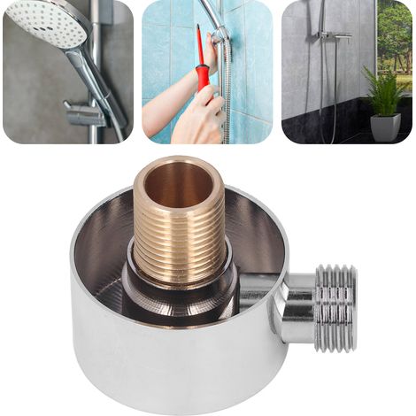 Adaptateur de douche rond G1/2 tout cuivre, connecteur 4 points, coude encastré pour flexible de douche (1/5)