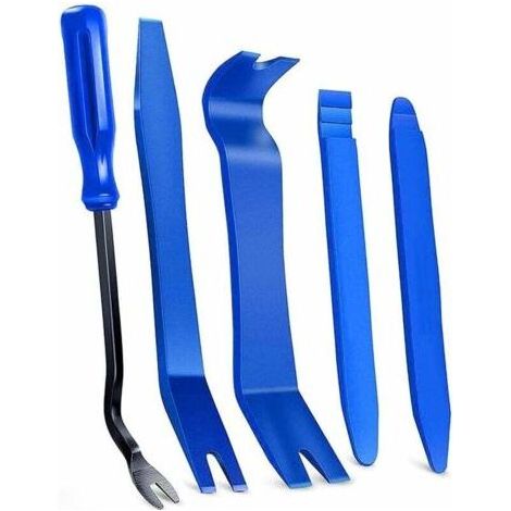 5 pièces Set d’Outils de démontage de Garniture pour Un Retrait Facile et sans Rayures de Panneaux de portières, des Fixations, des Tableaux de Bord et des moyeux de Roue des Voitures (1/5)