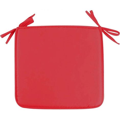 Coussins de chaise extérieur carrés 40x40 cm avec sangles pour jardin terrasse tabourets de bar rouge (1/5)