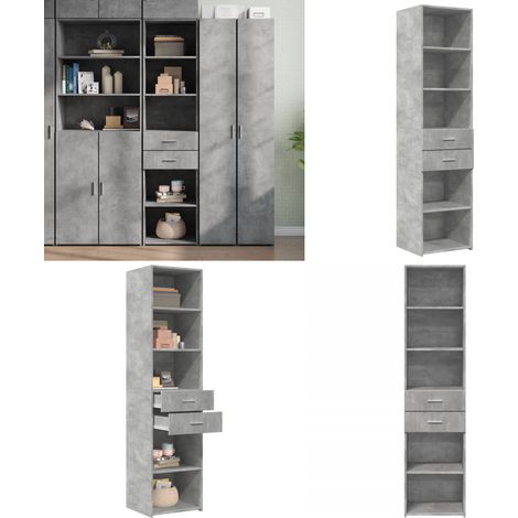 Buffet haut gris béton 45x42,5x185 cm bois d'ingénierie - Buffet Design Intemporel - Meuble Rangement - Buffet Gris - Buffet Cuisine - Buffet Salon - Home & Living (1/5)