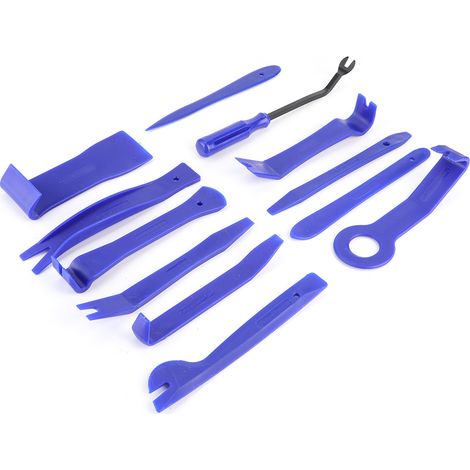 Kit de 12 outils de démontage pour garnitures intérieures auto, panneaux de porte, tableau de bord, GPS, autoradio, radio - levier de démontage, réparation (1/3)