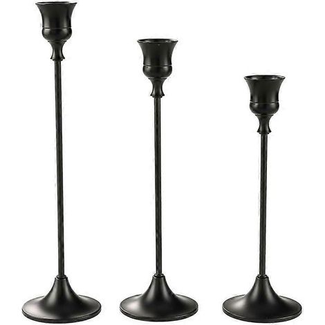 Lot de 3 bougeoirs lumineux de luxe pour mariage, dîner romantique aux chandelles, décoration de Noël (noir) (1/5)