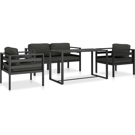 Set divano 5 pezzi con cuscini in alluminio antracite 020013554