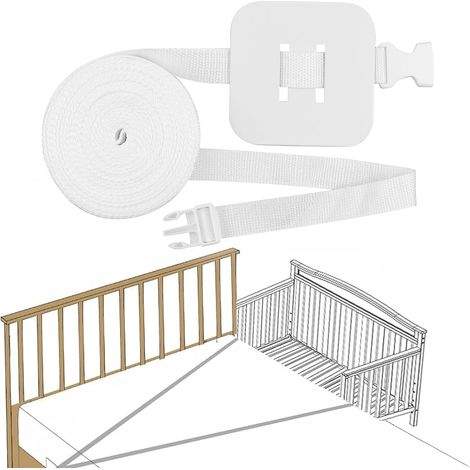 8m Zusatzbettbefestigung, Gurt für Boxspring-Babybett, Kantenschutz, Babybettgurt-Zubehör, kann am Erwachsenenbett befestigt werden (weiß) (1/5)