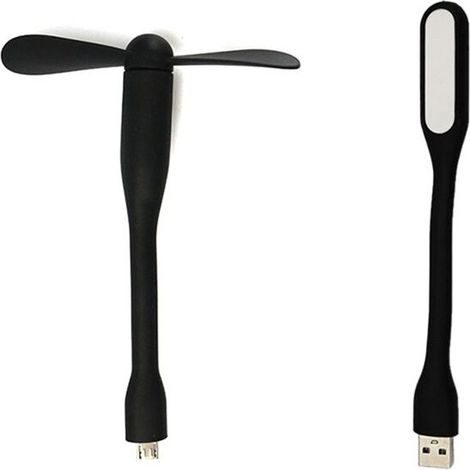 Ventilador de escritorio USB multifuncional con luz LED universal de bajo consumo, color negro. (1/4)