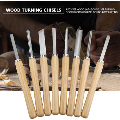 Ensemble de 8 ciseaux à bois pour tour, outils de tournage, ciseau à biseau pour le travail du bois, ciseau à couper (1/5)