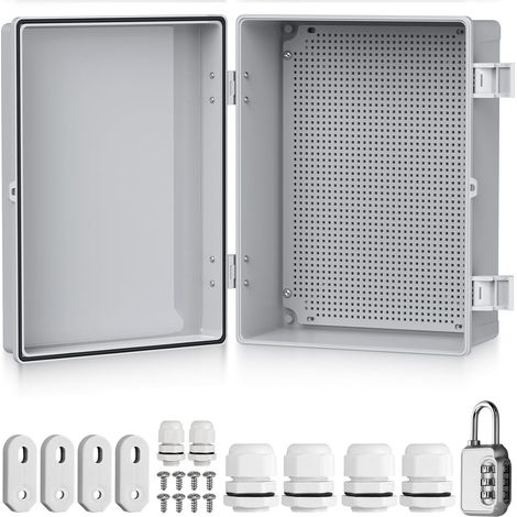 1 boîtier de jonction, abs 3mm, étanche ip67, résistant 60kg, avec serrure, pour jardin, piscine (1/5)
