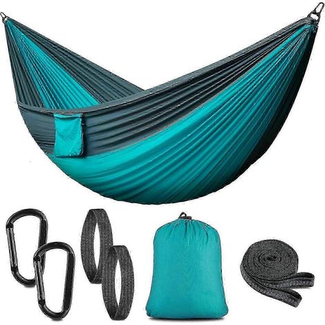 Hamac portable en nylon avec sangle pour arbre, hamac simple et léger adapté aux excursions de randonnée, aux séjours en camping, aux sorties à la plage, aux promenades dans le jardin, etc. (1/5)