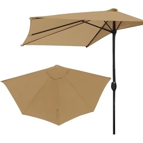 Umbrella Cloth Half Replacement Canopy, 9ft 5 Ribs Patio Cover, Waterproof for Pool Garden(Khaki)(Khaki) (1/5)