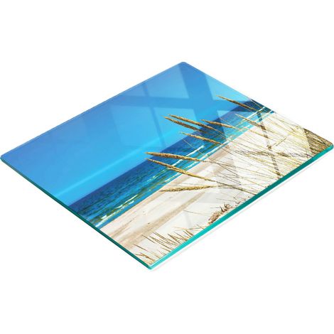 Tablero de vidrio decorativo multifuncional para cocina, color verde hierba marina, 60x52 cm.