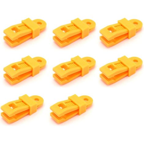 8 pièces Pinces de fixation robustes pour bâches, pour auvents, camping, caravanes et housses de voiture,Jaune (1/5)