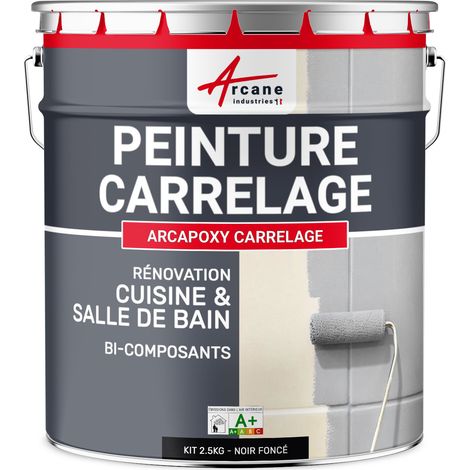 Peinture carrelage, cuisine & salle de bain, résine bi-composante : Arcapoxy carrelage - 2.5 kg (jusqu'à 25 m² en 2 couches) Noir foncé RAL 9005 - ARCANE INDUSTRIES