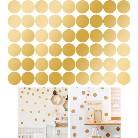 108 autocollants ronds en PVC de couleur unie, grande surface d'application, pour bureau, chambre, cuisine, 11,2 x 16,1 pouces, or (1,5 x 1,5 pouce) (1/5)