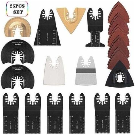 Outil Multifonction Saw Blades Accessoires Kit25 Pcs Accessoires d\\\\'outils Oscillants Multifonctions Lame de scie universelle pour Fein Multimaster, Dremel, Bosch, Makita, Dewalt et pl (1/5)