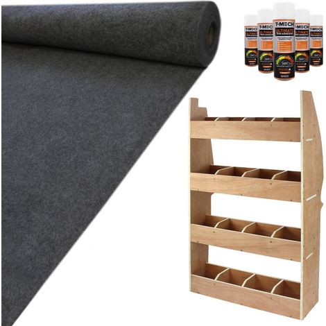 11qm Anthrazit Teppich-Verkleidung Super Stretch mit Kleber & Citroen Berlingo Regalsystem