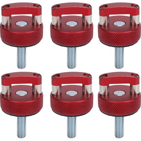 Attaches à Dégagement Rapide en Aluminium pour Toit Rigide – Vis à Oreilles à Retrait Rapide, Kit de 6 Pièces Rouge Compatible JK JLU JT 2dr & Unlimited 4dr 2007-2018 (1/5)