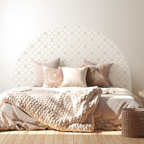 Stickers tête de lit - Motif géométrique - 160 x 130 cm - Pour lits (120 à 140 cm) - Adhésif MAT (1/2)
