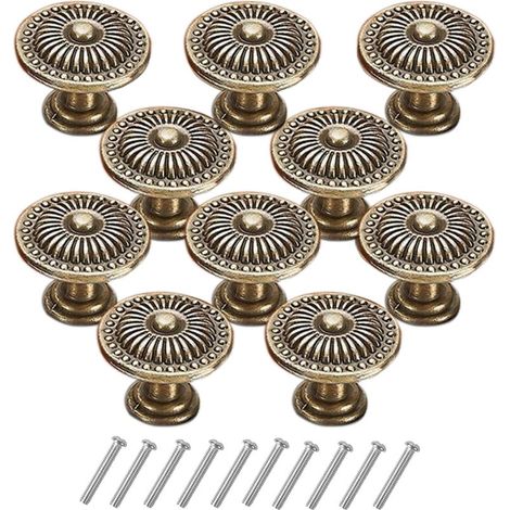 10 Boutons Tiroir Vintage 24mm Design Fleur pour Commode (1/5)